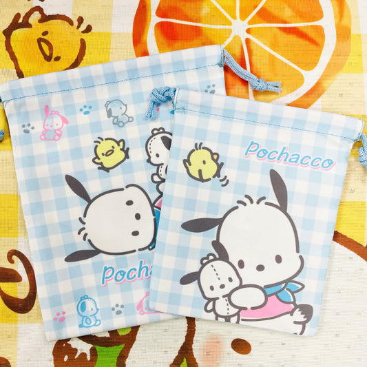 Pochacco 粉藍格仔索袋套裝