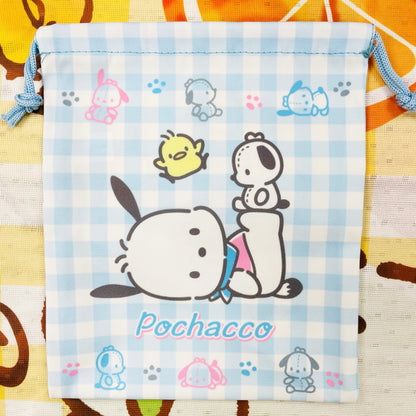 Pochacco 粉藍格仔索袋套裝