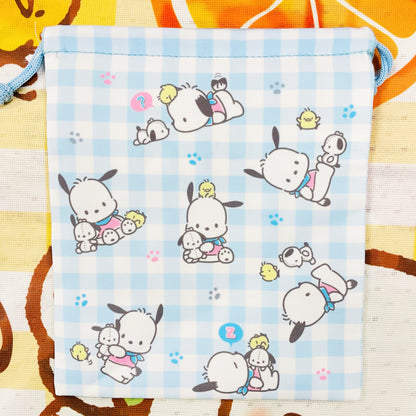 Pochacco 粉藍格仔索袋套裝