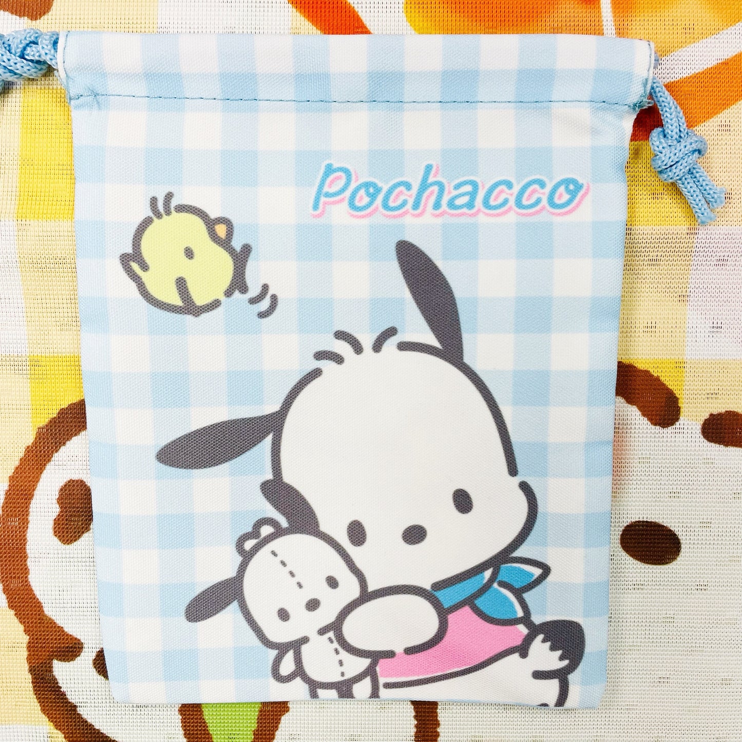 Pochacco 粉藍格仔索袋套裝